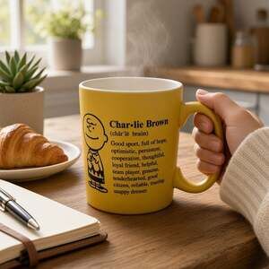 Hallmark Peanuts Charlie Brown Definition Yellow Mug Snoopy Ceramic Collectible
